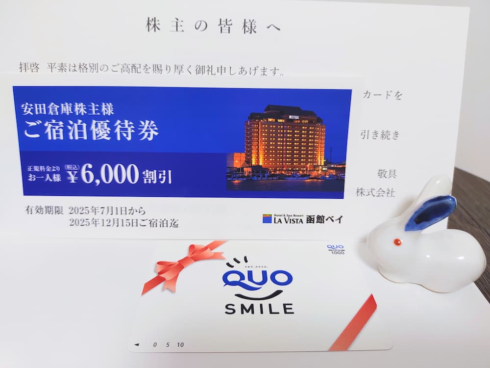 202503安田倉庫株主優待クオカード&おまけのラビスタ函館ベイ宿泊優待券