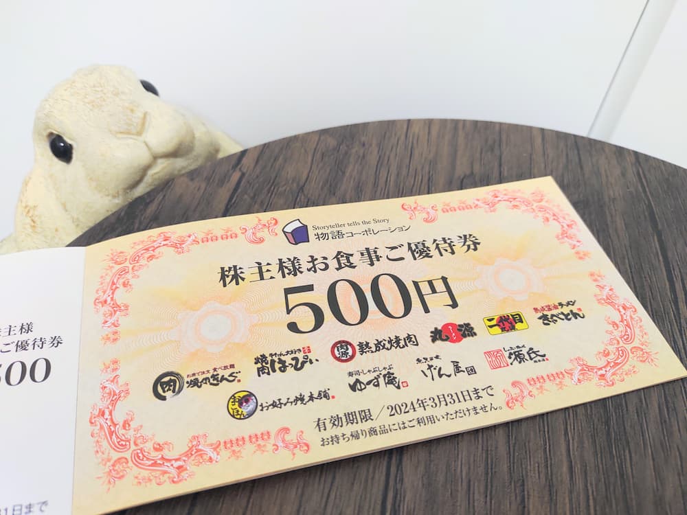 ハイクオリティ 最新6枚 物語コーポレーション 500円券 6枚 枚数変更可