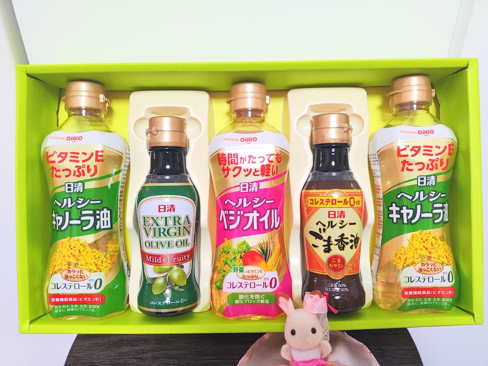 202412内外トランスライン株主優待カタログで選んだ「日清オリーブオイル&バラエティオイルギフト」