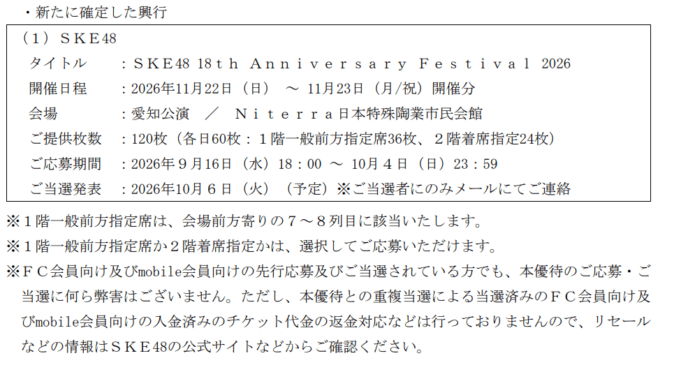 Key Holder2026年6月末分抽選制ライブチケット対象ライブ詳細(追加分)